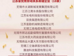 无锡华雁密封件轴承有限公司喜获“省优秀劳动关系和谐企业”称号